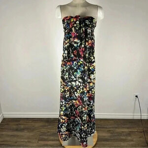 Xhilaration Abstract Watercolor Strapless Maxi Dress S